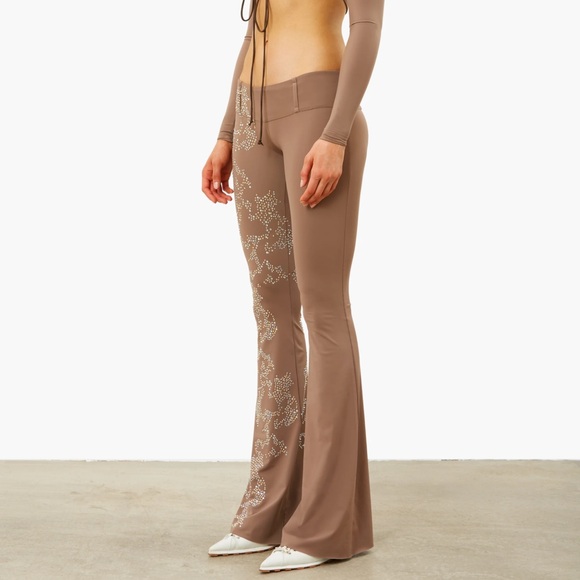 POSTER GIRL Pants - Poster‎ Girl Pants Yazmine Low-Waist Flared Embellished Studded Y2K 90s Trousers
